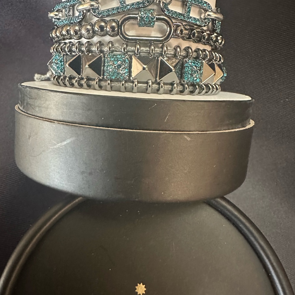 Silver and Teal Bracelet Set